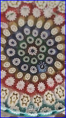 Vintage Faceted Art Glass Whitefriars England Paperweight Millefiori Design