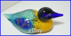 Vintage Franco Moretti Murano Large Art Glass Paperweight Duck Bird Signed