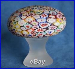 Vintage Fratelli Toso Murano Millefiori Glass Mod Mushroom Pedestal Paperweight