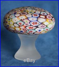 Vintage Fratelli Toso Murano Millefiori Glass Mod Mushroom Pedestal Paperweight