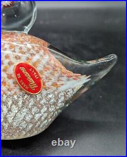 Vintage Galliano Ferro Attributed Murano Art Glass Paperweight Duck Orange 5