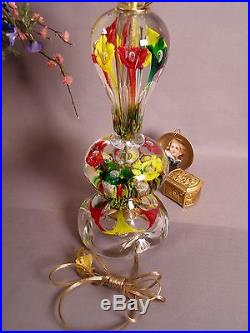 Vintage Gibson Art Glass Red/YellowithGreen Paperweight Table Lamp 1989