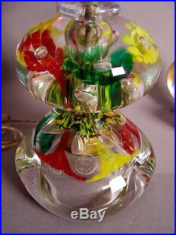 Vintage Gibson Art Glass Red/YellowithGreen Paperweight Table Lamp 1989