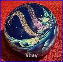 Vintage Glass 3 Paperweight Lumpkin Stained Studio Huntsville AL dichroic blue