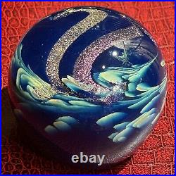 Vintage Glass 3 Paperweight Lumpkin Stained Studio Huntsville AL dichroic blue