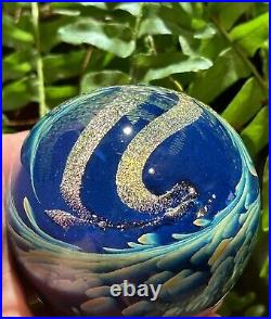 Vintage Glass 3 Paperweight Lumpkin Stained Studio Huntsville AL dichroic blue