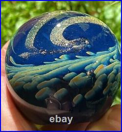 Vintage Glass 3 Paperweight Lumpkin Stained Studio Huntsville AL dichroic blue