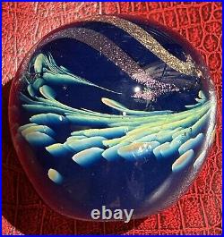 Vintage Glass 3 Paperweight Lumpkin Stained Studio Huntsville AL dichroic blue