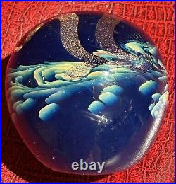 Vintage Glass 3 Paperweight Lumpkin Stained Studio Huntsville AL dichroic blue