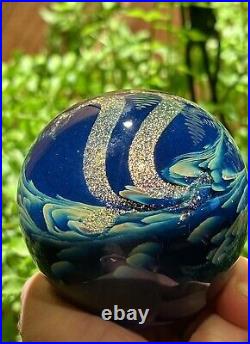 Vintage Glass 3 Paperweight Lumpkin Stained Studio Huntsville AL dichroic blue