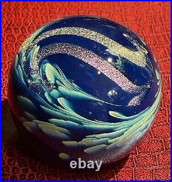 Vintage Glass 3 Paperweight Lumpkin Stained Studio Huntsville AL dichroic blue