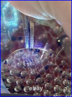 Vintage Glass Eye Studio Iridescent Sphere Art Glass Paperweight Bubbles GES 96