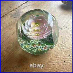 Vintage Glass Floral Paperweight