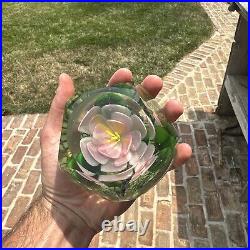 Vintage Glass Floral Paperweight