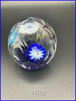 Vintage Glass Paperweight Beautiful Colorful Flowers, Beautiful Bright