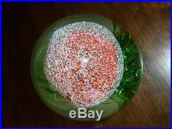 Vintage Glass Paperweight Jellyfish/Man-O-War Red/Pink Body/Green Tendrils