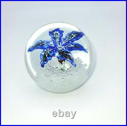 Vintage Glass Paperweight Lampwork, Millefiori, Controlled Bubble Flowers Rare