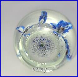 Vintage Glass Paperweight Lampwork, Millefiori, Controlled Bubble Flowers Rare