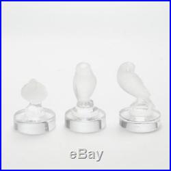 Vintage Group Of Three Lalique France Bird Paperweights