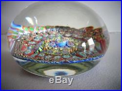 Vintage HTF John Gentile Art Glass CLOSE PACKED MILLEFIORI Paperweight 3.25