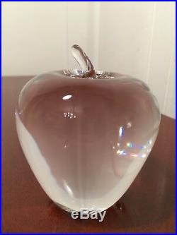 Vintage Hand-Signed STEUBEN APPLE 4 Crystal Glass Paperweight Figurine #7874