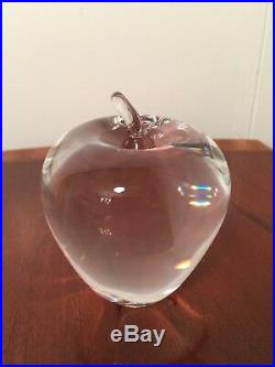 Vintage Hand-Signed STEUBEN APPLE 4 Crystal Glass Paperweight Figurine #7874