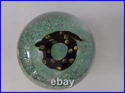 Vintage Harold Hacker Glass Coiled Spotted Snake Paperweight