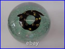 Vintage Harold Hacker Glass Coiled Spotted Snake Paperweight