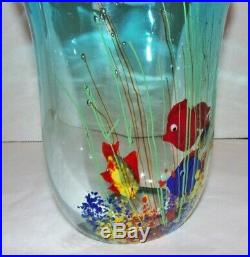 Vintage Heavy Original Murano Art Glass Fish Aquarium 7 Vase Paperweight