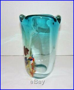 Vintage Heavy Original Murano Art Glass Fish Aquarium 7 Vase Paperweight