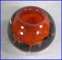 Vintage Italian Murano Amberina Cased Glass Vase Ball Globe Sphere Paperweight