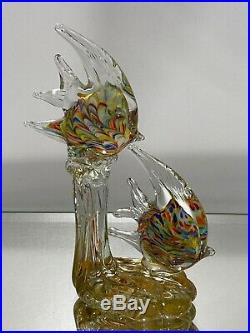 Vintage Italian Murano Blown Art Glass Angel Fish Statue Figurine Paper Weight