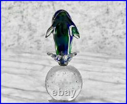 Vintage Italian Murano Glass Dolphin Sculpture Paperweight