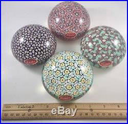 Vintage Italian Murano Millefiori Paperweight Lot Of 4 Large Dome