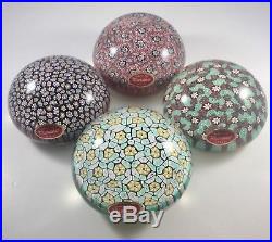 Vintage Italian Murano Millefiori Paperweight Lot Of 4 Large Dome