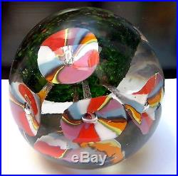 Vintage Italian Venetian Murano Glass Fratelli Toso Paperweight Floral Design