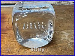 Vintage Italy Murano Seguso Controlled Bubbles Clear Glass Paperweight Square