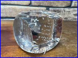 Vintage Italy Murano Seguso Controlled Bubbles Clear Glass Paperweight Square