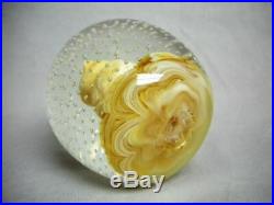 Vintage JOE ST CLAIR Art Glass Sulfide Owl PAPERWEIGHT Signed Controlled Bubbles