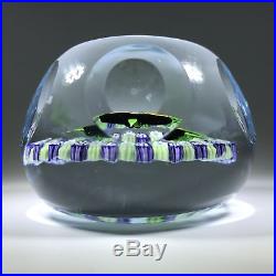 Vintage J Glass Allan Scott Art Glass Paperweight Pansy & Millefiori Garland