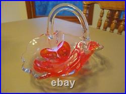 Vintage Joe Zimmerman Art Glass basket paperweight SIGNED FREE SHIP