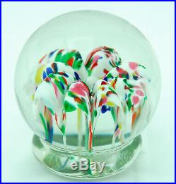 Vintage Joe Zimmerman Confetti Carousel Flamingo Footed Glass Paperweight