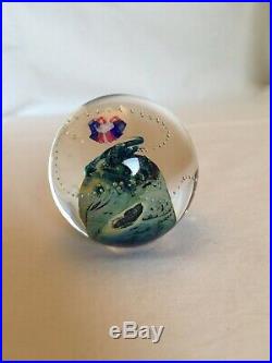 Vintage Josh Simpson 1 Planet, Spaceship, Hand-blown Glass Marble MINT 1980s