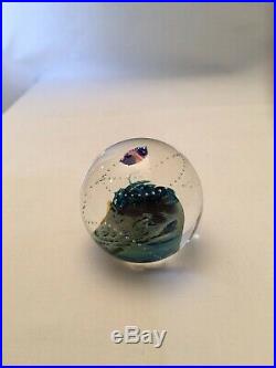 Vintage Josh Simpson 1 Planet, Spaceship, Hand-blown Glass Marble MINT 1980s