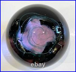Vintage Jumbo 8.5lb Blown Glass Lavender with Swirls Paperweight Marked Proof