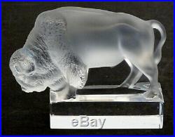 Vintage LALIQUE Crystal BUFFALO BISON Frosted ART GLASS Paperweight Figurine