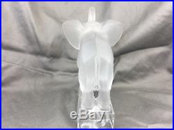 Vintage LALIQUE frosted Elephant Paperweight on Clear Base FIGURINE