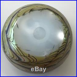 Vintage LUNDBERG STUDIO Art Glass Paperweight DRAGONFLY Signed 1979 Iridescent