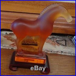 Vintage Lalique Amber Tang Horse Paperweight Figurine Signed