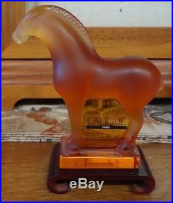 Vintage Lalique Amber Tang Horse Paperweight Figurine Signed